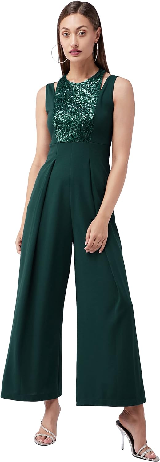 Miss Olive Women's Regular Fit Shirt Style Solid Jumpsuit