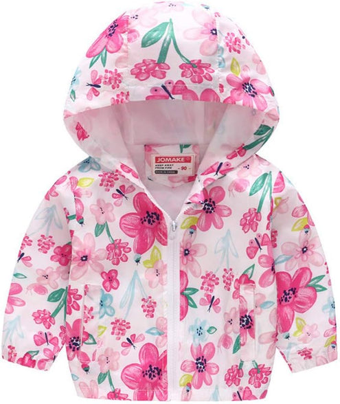 TENMET Toddler Boys Girls Rain Jacket Cartoon Zip Hooded Windproof Raincoat, for 12 Months