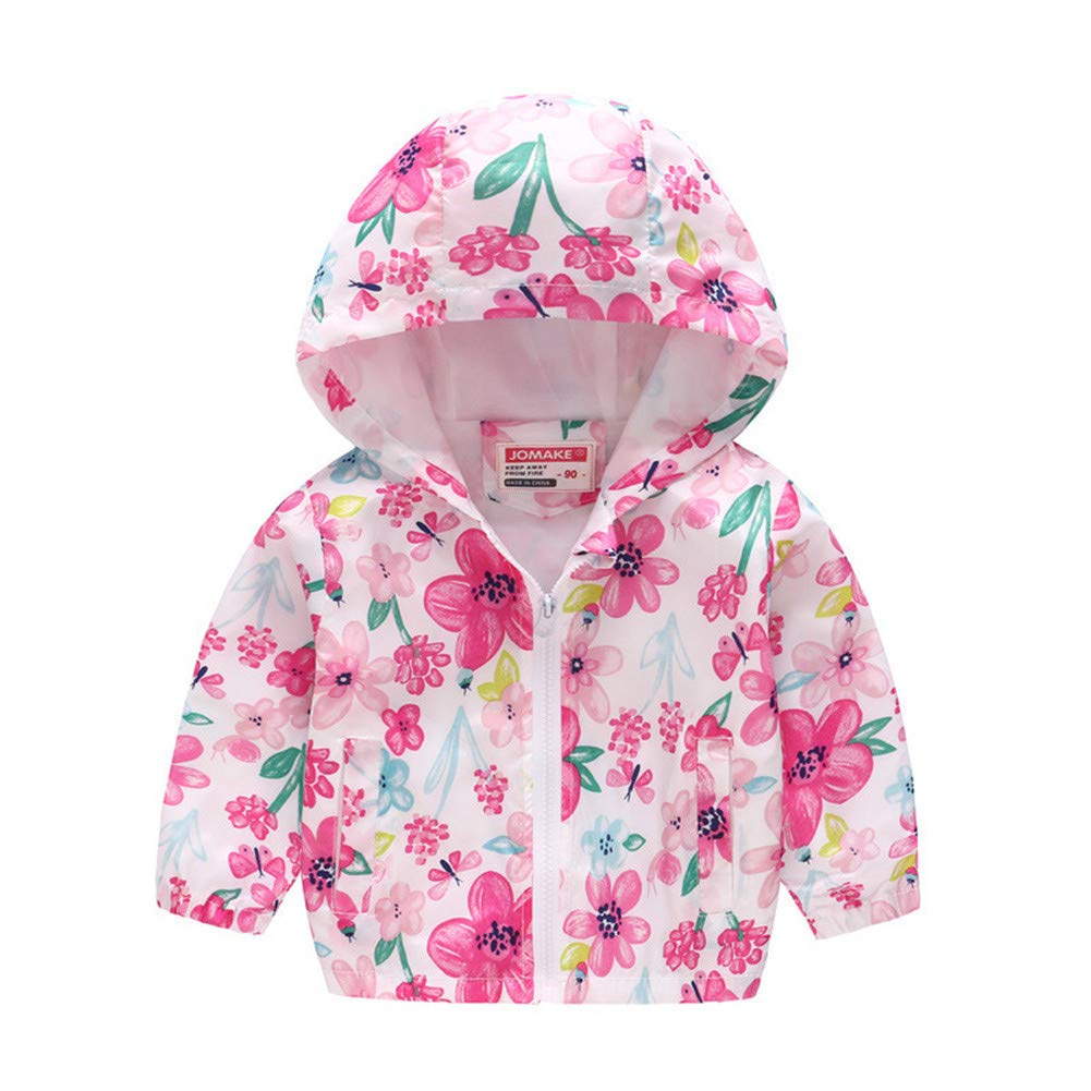 TENMET Toddler Boys Girls Rain Jacket Cartoon Zip Hooded Windproof Raincoat, for 12 Months