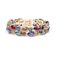 Yellow Chimes Multicolor Swiss Cubic Zirconia 18K Rose Gold Plated Bangle Set For Women/Girls