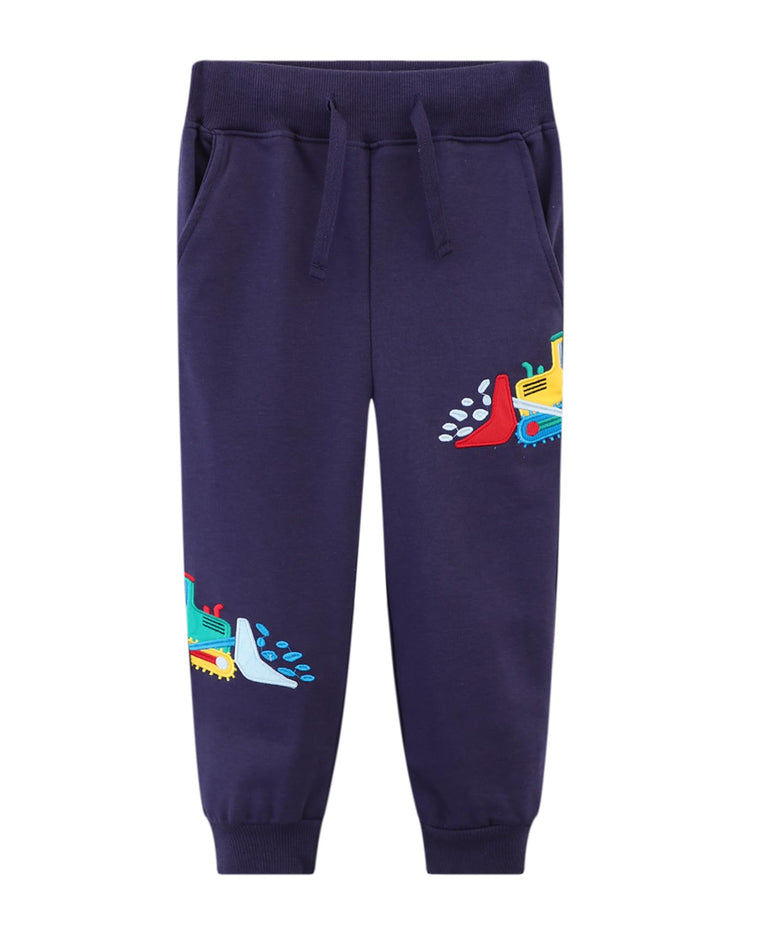 LOKTARC 2 Pack Boys Drawstring Sweatpants Cute Pattern Cotton Sport Jogger Pants