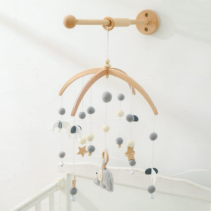 Promise Babe Baby Mobile Holder Wood for Wall Mounting, Baby Room Nursery DIY Baby Mobile Holder Frame Pole Natural Wood Wall Decoration for Eye Hanging Mobile Music Box Windpsiel Wall Design Holder