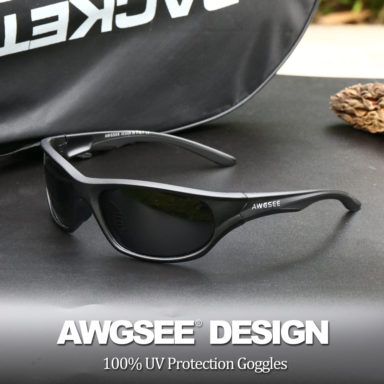 AWGSEE Polarized Sports Sunglasses For Men Cycling Driving Fishing Sun Glasses TR90 Unbreakable Frame 100% UV Protection