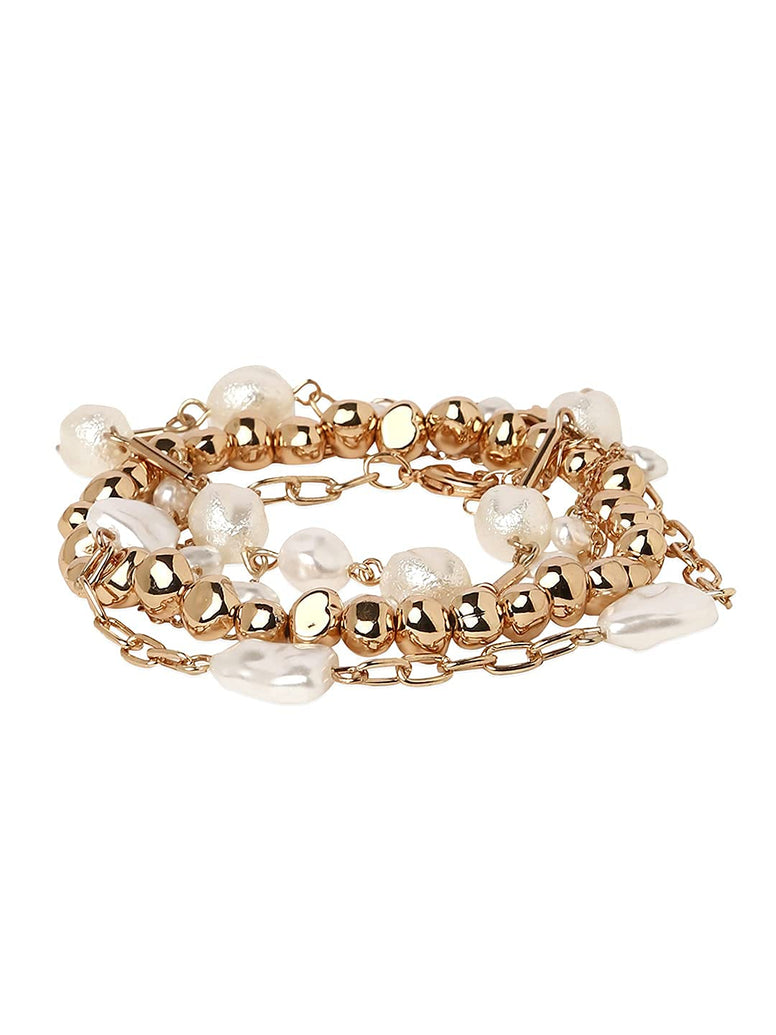 ZAVERI PEARLS Gold Tone Set of 4 Contemporary Bracelets-ZPFK10870