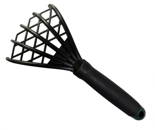 Home-X Webbed Garden Claw Rake and Cultivator, Durable Gardening Tool, Handheld Claw Rake Cultivator & Tiller-Rubber Grip (Black)-10.5” L