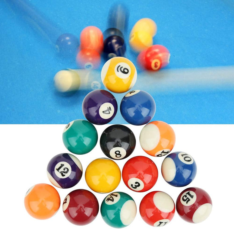 Billard Pool Balls, 1-1/2" Pool Balls Set, Complete 16 Pool Table Balls Set, Mini Pool Ball Set for 6 Feet Pool Table, Billiard Balls Set, Children Billiard Ball Toy, Pool Table Accesssory