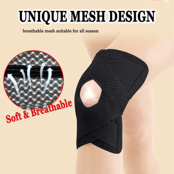Sweet seven Knee Brace for Meniscal Tear Knee Pain, ACL & MCL Injuries - Adjustable Support for Arthritis Recovery - Breathable & Stabilizing for Men and Women（Black）