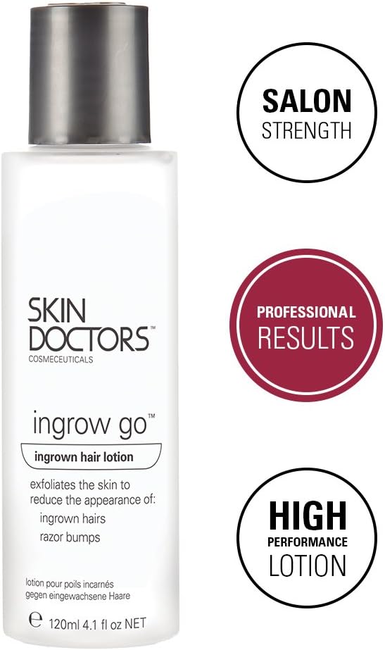 Skin Doctors Ingrow Go lotion, Ingrown Hair treatment, razor bumps and razor burn. for women & men, use on legs, bikini line, underarm and face for prevention and treatment. - 120ml