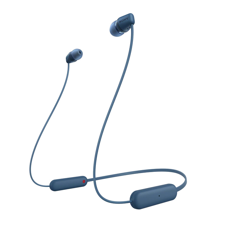 Sony WI-C100 Wireless in-Ear Bluetooth Headphones with Built-in Microphone, Comfortable And Easy To Use Long Battery Life Quick Charging, Blue