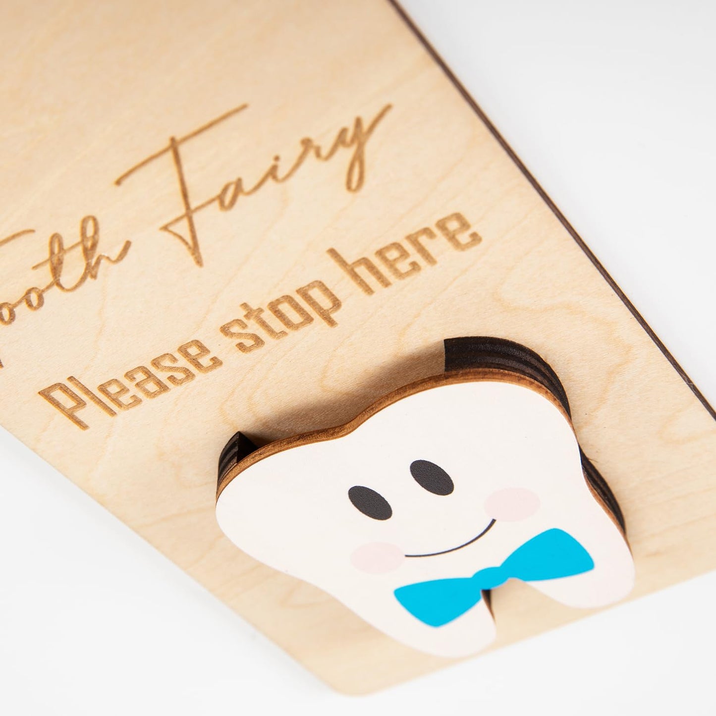 Xunboo Wooden Tooth Fairy Door Hanger with Cute Money Holder Gift for Lost Teeth Kids Tooth Fairy Pick up Box for Boys and Girls (Blue)