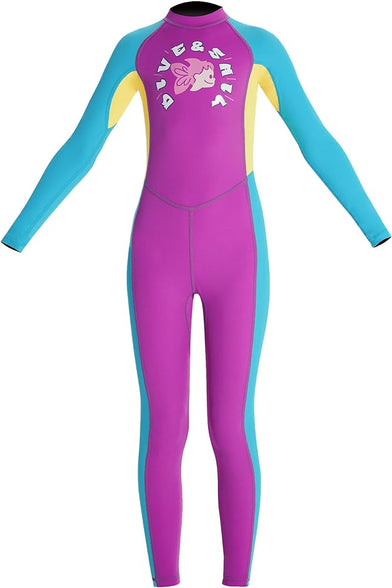 Happy Cherry Kids Wetsuits Girls Boys Neoprene Thermal Warm One Piece Swimsuit Long Sleeve UV Protection Back Zipper Rash Guard Diving Swimming Surfing 3-12 Years