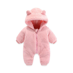 YMYDYFC Baby Fleece Hooded Romper Winter Outwear Jumpsuit Snowsuit Bear Ear Outfits for Boys Girls (3 -6 Months)