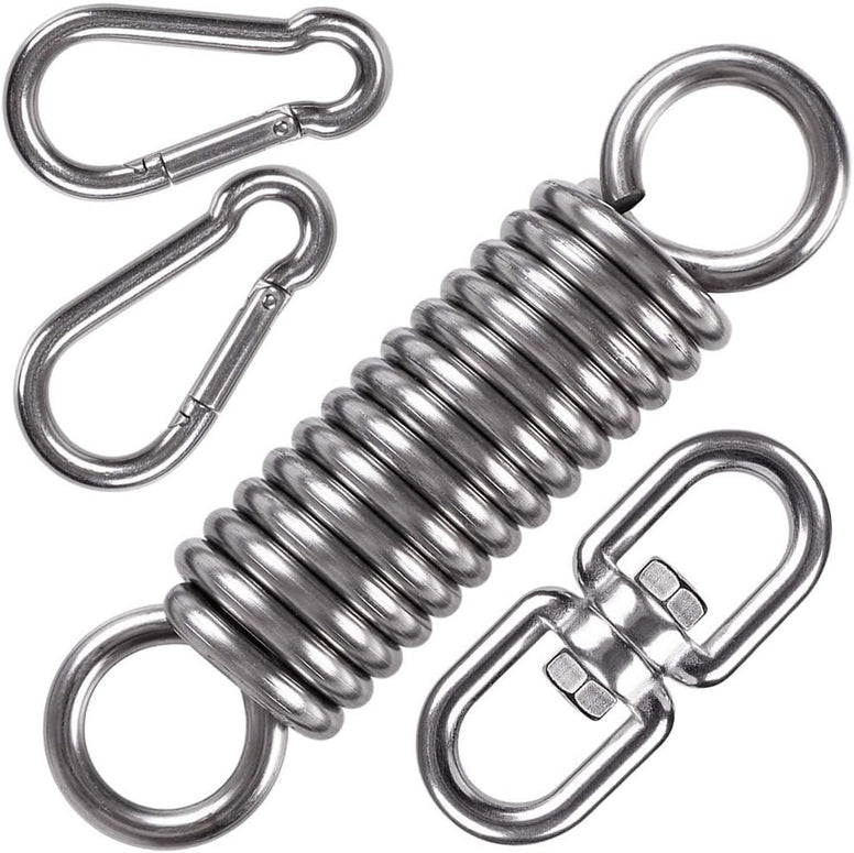 Waremaid hammock chair hanging kit swing spring hardware, heavy duty suspension swivel hanger hook for punching bags, heavy bag, hanging chair, swing seat, rocking seat, porch swing, garden, 550 lb