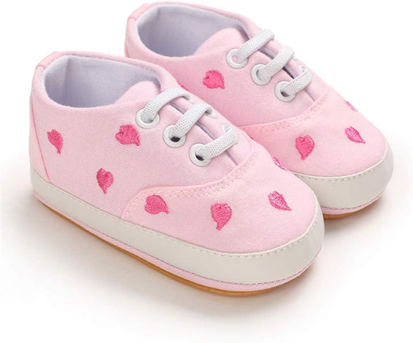BENHERO Baby Girls Boys Canvas Shoes Toddler Infant First Walker Soft Sole High-Top Ankle Sneakers Newborn Crib Shoes(0-6 Months Infant C-Pink), C-pink, for 6 Months
