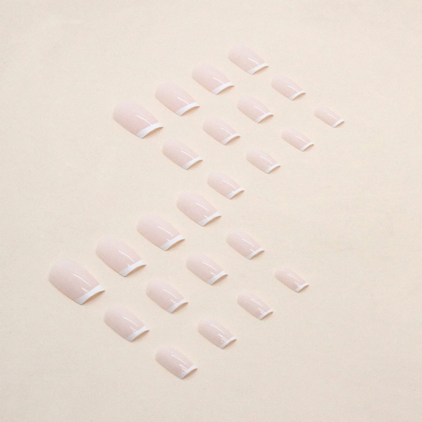 Agasar 24pcs French Tip False Nails White Stick on Nails Short Square Press on Nails Removable Glue-on Nails Fake Nails Women Girls Nail Art Accessories, Variety Pack
