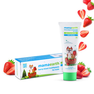 Mamaearth 100% Natural Berry Blast Kids Toothpaste (Fluoride Free, SLS Free, No Artificial Flavours) Best for baby, 50g