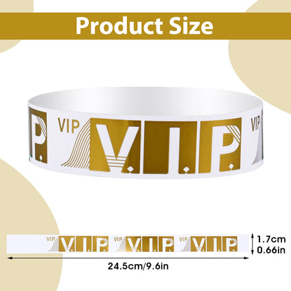 300 Pcs Paper Wristbands for Events Waterproof VIP Wristbands Identification Wristbands Wrist Bracelets Paper Lightweight Event Wristbands for Party Concert Club Amusement Park Festivals(Gold)