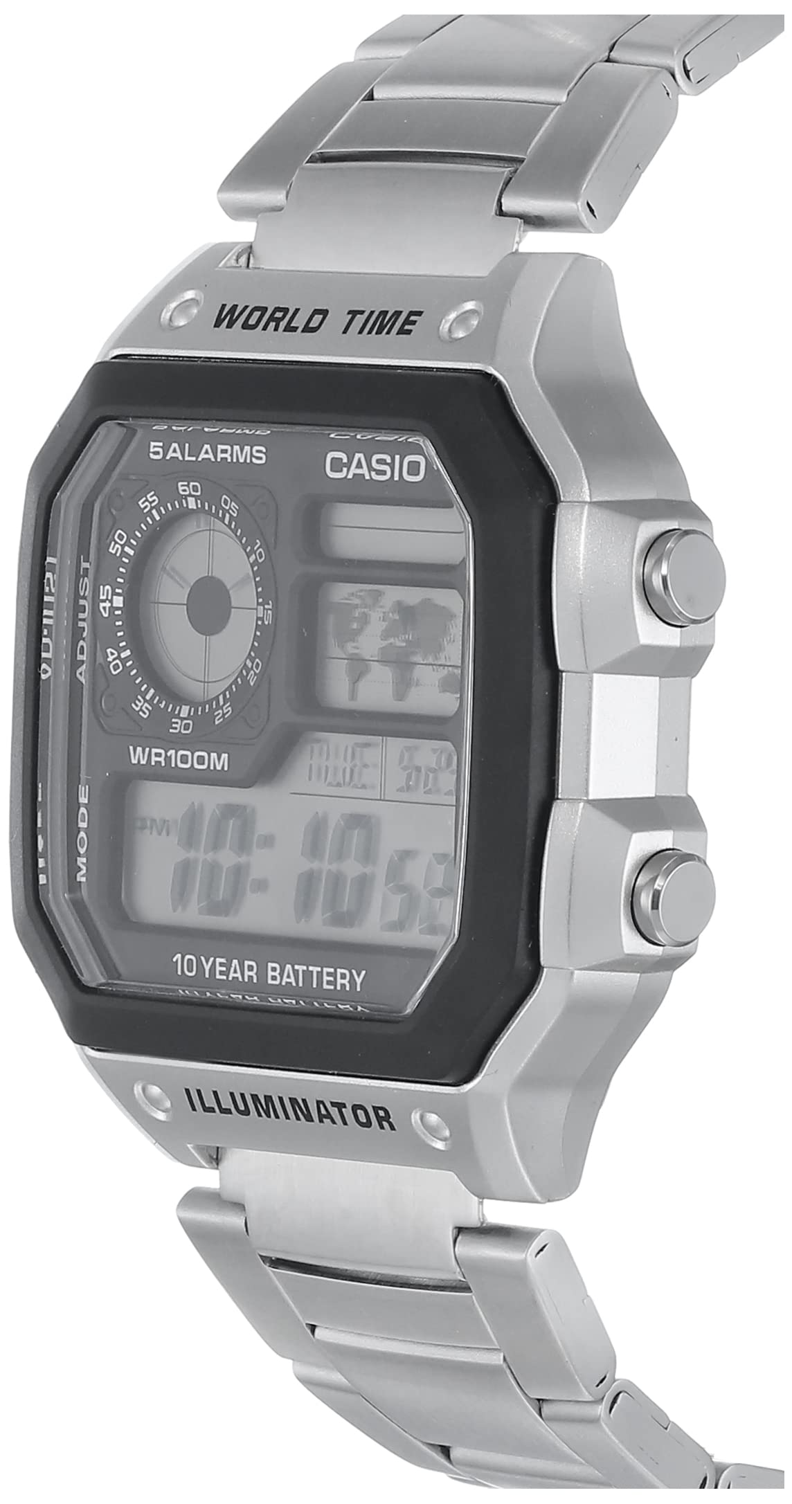 Casio Men's Digital Dial Stainless Steel Band Watch, AE1200WHD-1AVDF