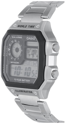 Casio Men's Digital Dial Stainless Steel Band Watch, AE1200WHD-1AVDF