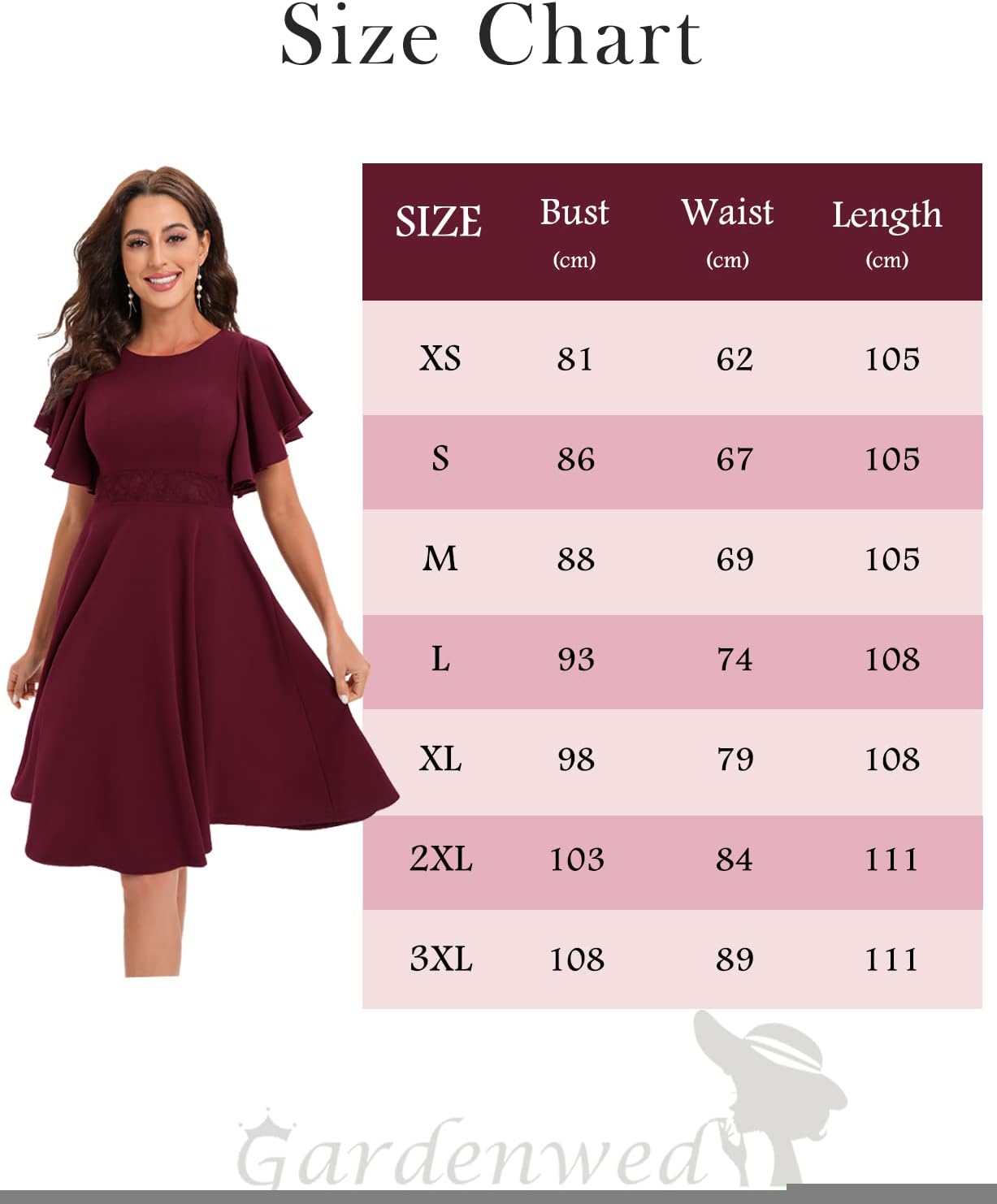 Ruffle Sleeve Cocktail Dress Midi Dress with Lace Flare Wedding Guest Dresses for Women Aline Swing Bridesmaid Dresses