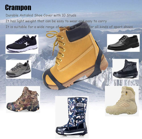 Aerexier Ice Cleats Snow Grips - Anti-Slip Crampons Traction Cleats Ice & Snow Grippers 10 Steel Studs for Women Men Kids’ Shoes and Boots (Extra 10 Studs)