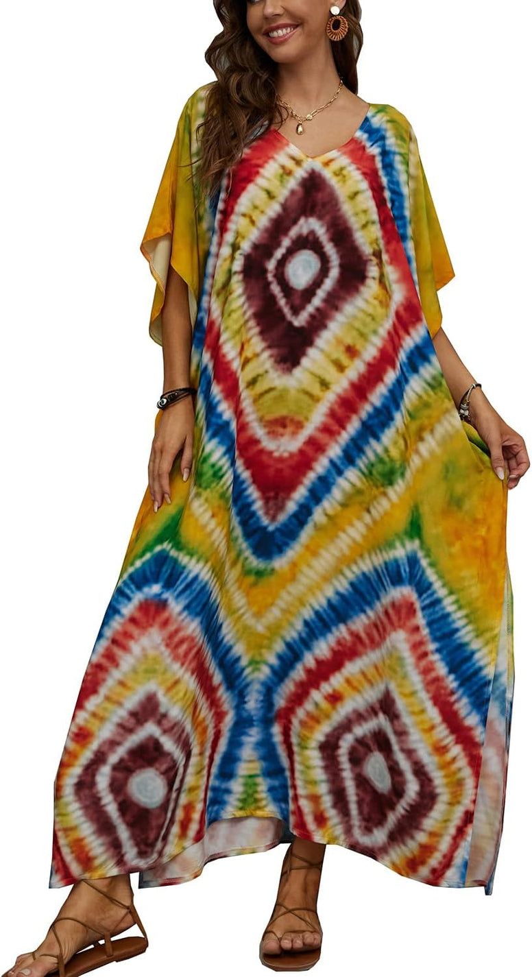 YouKD Wemon's Summer Long Kaftan Bohemian Maxi Kimono Dress Swimsuit Beach Cover Up Robes