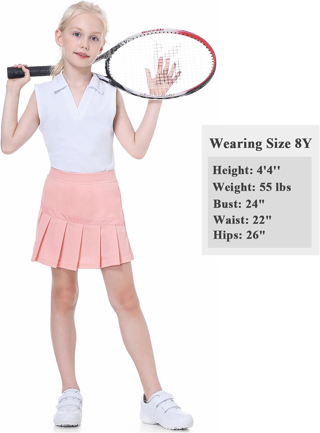 EXARUS Girls Tennis Skirts Pleated with Pockets Golf Sports Skort Shorts for Kids Athletic Activewear