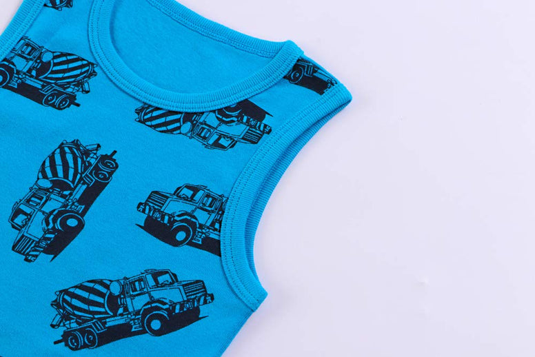 LeeXiang 3 Pack Toddler Boys Girls Summer Tank Tops, Cartoon Print Undershirts (Striped Dinosaur, 6 Years)