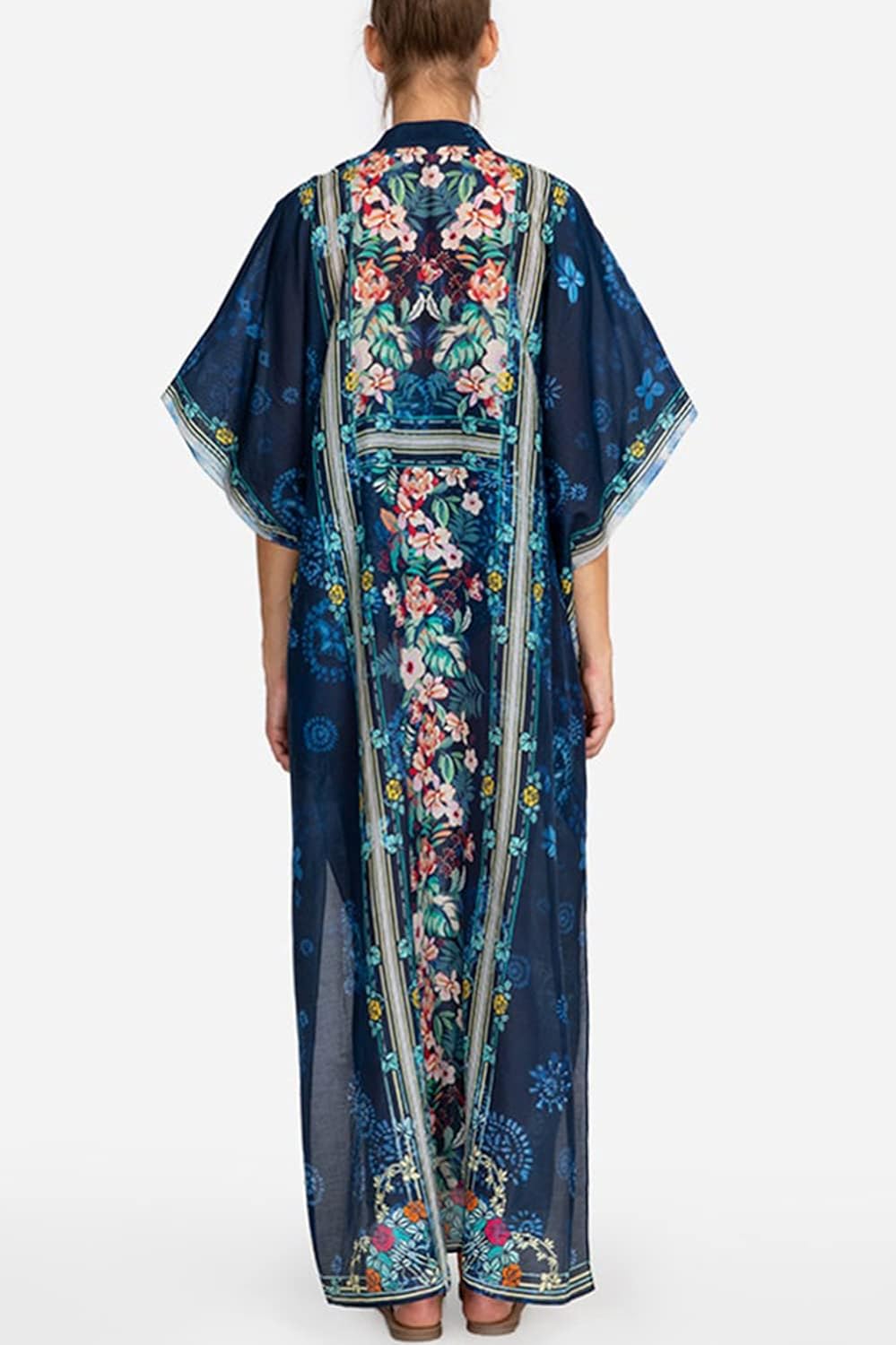 YouKD Maxi Dress V-Neck Kaftan Boho Robes Beach Cover-ups Dress Maxi Garment for Women