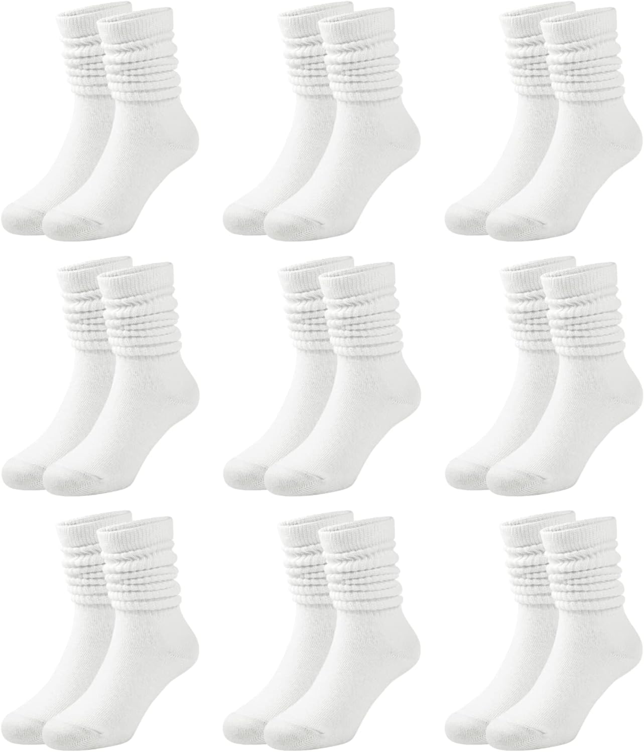 BOOPH 9 Pairs Kids Girls Slouch Socks Knee High Baby Girls Athletic Crew Socks