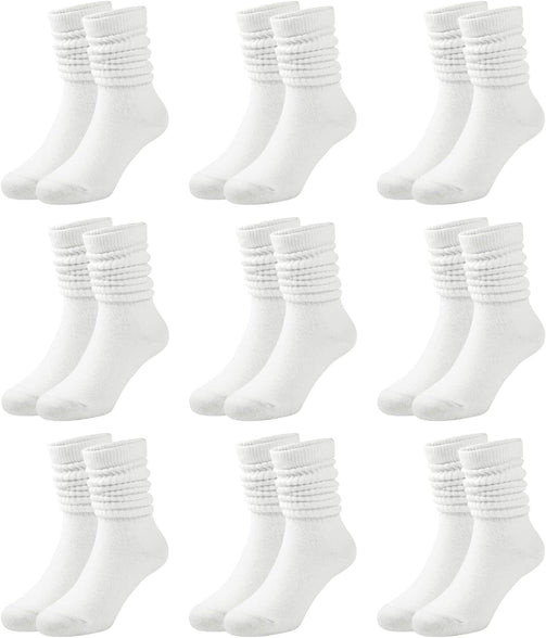 BOOPH 9 Pairs Kids Girls Slouch Socks Knee High Baby Girls Athletic Crew Socks