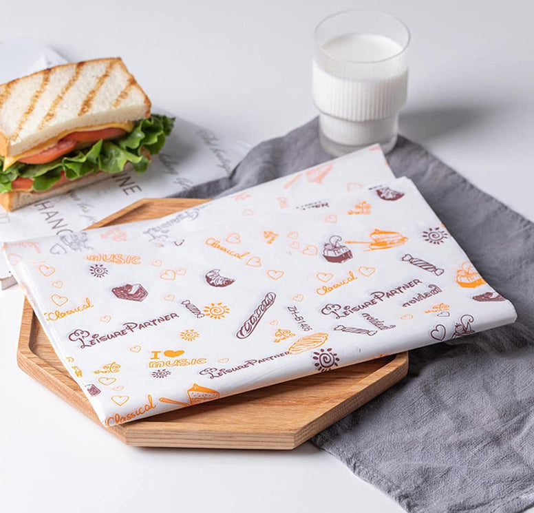 Baking Food Packaging Paper Wax Paper Food Grade Grease Paper Food Wrappers Wrapping Paper For Bread Sandwich Burger Fries Oilpaper Baking Tools Disposable Candy Baking Oil-Proof Package Paper 100 Pcs