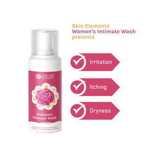 Skin Elements Women's Intimate Wash With Rose & Chamomile Water, Calendula & Aloe Vera Extracts Prevents Itching, Irritation & Bad Odor (4.05 Fl Oz.)