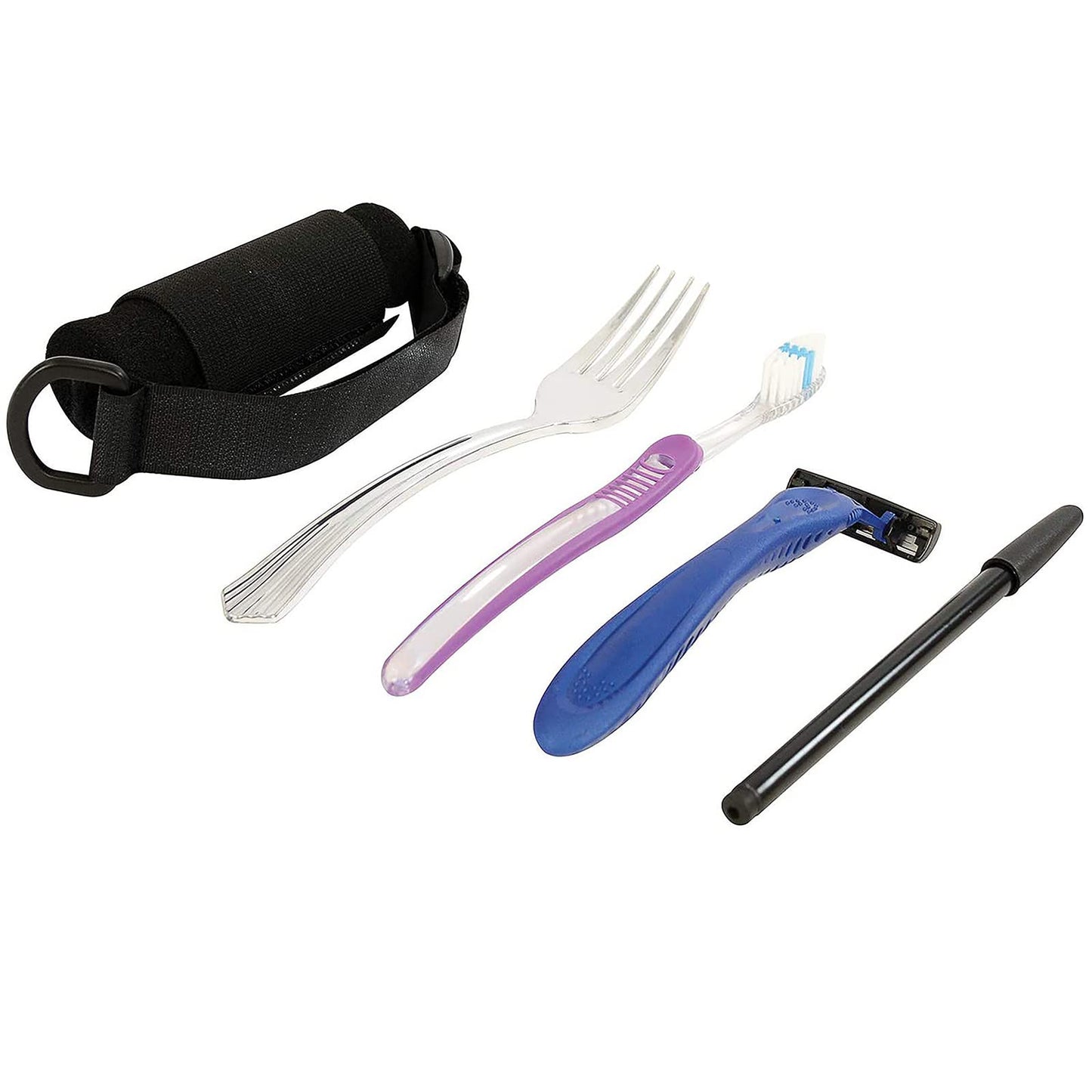 Disabled Eating Aids Utensil Holders Eating Assistance Hand Cuff for Holding Spoon, Fork, Cutlery Adjustable Nylon Gripping Strap for Limited Mobility, Weak Grip, Muscle Weakness, Elder, Handicapped
