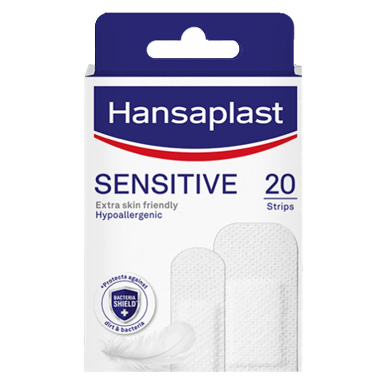 Hansaplast Sensitive Plasters, Extra Skin Friendly & Hypoallergenic, 20 Strips