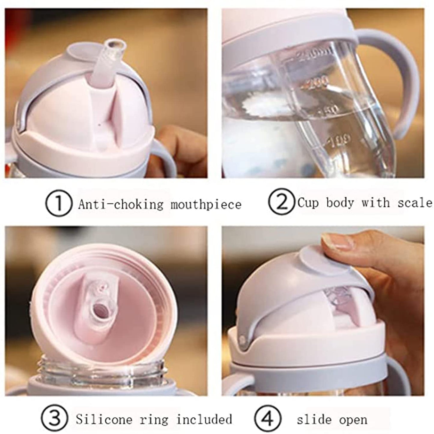 Sippy Cup for Baby, Sippy Cup for Baby more than 6 months, KASTWAVESpill-Proof Sippy Cup, Toddler Cup with Straw and Handle, Anti-drop, Anti-leakage, Anti-choking for Boys Girls Child ( 300ml )