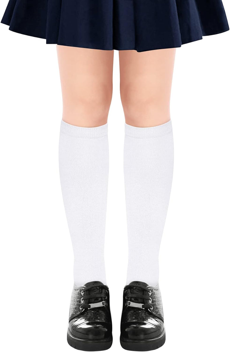 Olreco Knee High Socks for Girls Uniform Socks for Girls Boys Cotton Long Socks for Girls School Socks Seamless Scoks 3 Pairs