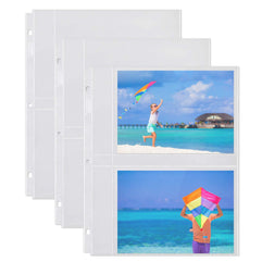 Dunwell 5x7 Photo Sleeve Inserts - (5x7, 50 Pack), for 200 Photos, Crystal Clear Photo Pockets for 3-Ring Binder, Photo Album Refillable Page Inserts, Each Page Holds Four 5 x 7" Pictures, Postcards