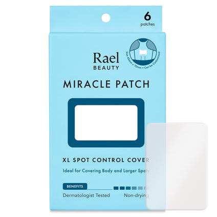 Rael Pimple Patches, Miracle XL Spot Control Cover - Hydrocolloid Acne Patches for Face, Zit and Blemish Spot, Back and Body, for All Skin Types, Vegan, Cruelty Free (6 Count)