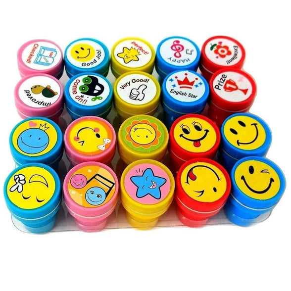 Oytra Kid's 10 Emoji and 10 Motivation Stamps Pencil Top- Set of 20