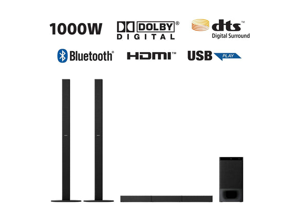 Sony HT-S700RF 1000W High Power Real 5.1 Ch Soundbar, Tall Boy Rear Speakers, Dolby Digital, HDMI ARC, Optical Input, DTS Surround Sound, Black