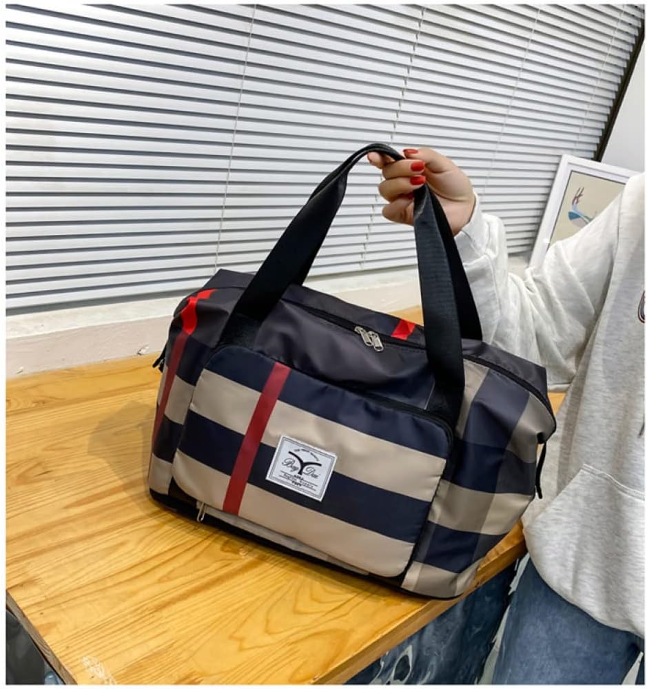 Goodern Large Capacity Folding Travel Bag,Waterproof Lightweight Gym Bag with Wet and Dry Separation Bag,Weekender Overnight Bag Portable Storage Handbags Duffle Bag for Travel,Sports,Gym-Black