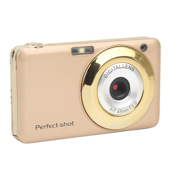 48MP Mini Digital Camera, 2.7 inch 8X Optical Zoom Vlogging Camera Video Camera, LCD Screen, Kids Selfie Camera with Storage Bag for Students, Kids, Teens Gifts(Gold)