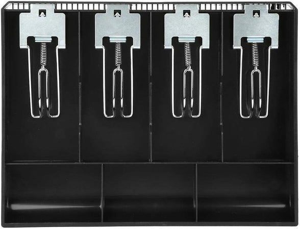 Cash Register Drawer 4 Bill 5 Coin, Cash Drawer Register Insert Tray Replacement Cashier Four Box with Metal Clip, Perfect for Point of Sale Small Business(Black)