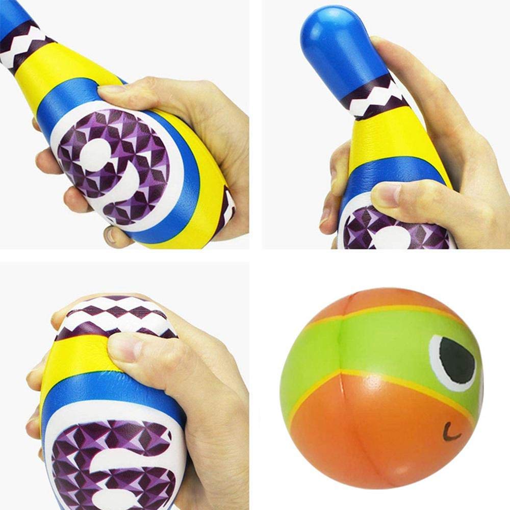 Foonee Kid's Plastic Bowling Game with 10 Pins and 2 Balls