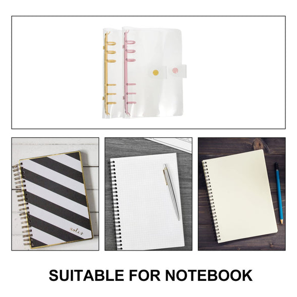 STOBOK Cute Binder 2pcs Clear A6 6- Ring Binder Cover Notebook Shell Refillable Planner Binder Cover Protector Snap Button Closure Loose Leaf Folder for School Meeting Travel Office Office Decor