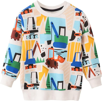 NUBEEHOHO Toddler Boys Dinosaur Sweatshirts Long Sleeve Shirts Kids Winter Clothes Casual Pullover Sweater Tops 2T-8T