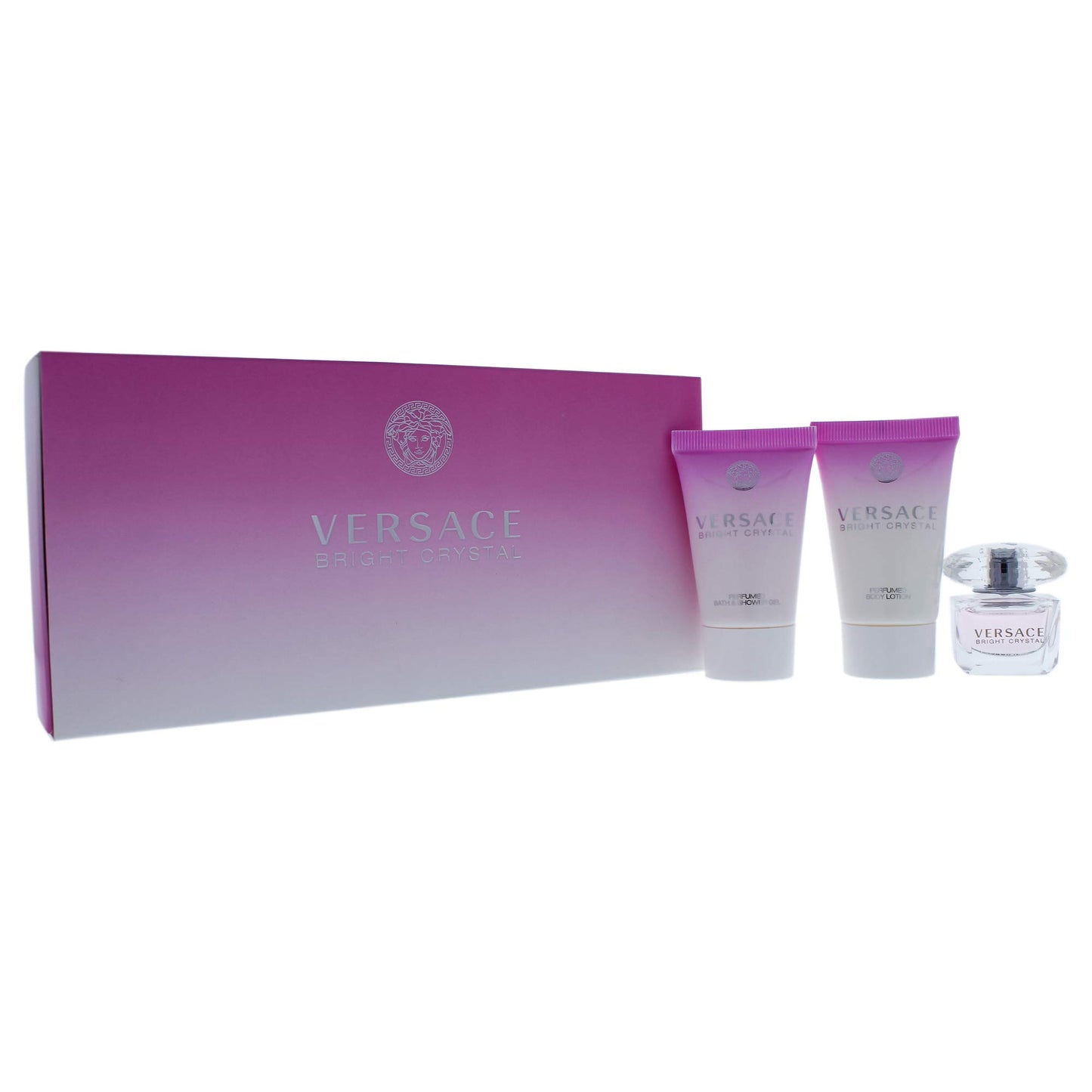 Versace Bright Crystal 3 Pieces Mini Set For Women - 1 EDT 5 ml +25 ml Shower Gel +25 ml Body Lotion