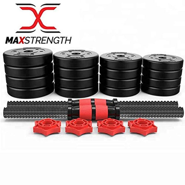 Max Strength- dumbbell and Barbell Set Weightlifting fitness black cement steel rubber adjustable dumbbell and Barbell Set 2 in 1