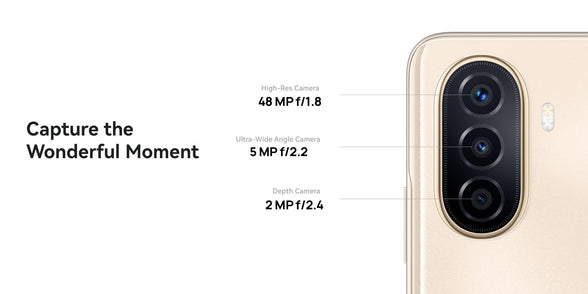 HUAWEI nova Y71, 6.75" HUAWEI FullView Display, 6000 mAh Large Battery, 22.5W HUAWEI SuperCharge, 8GB+128GB, 48 MP triple AI camera, EMUI 12, Gold